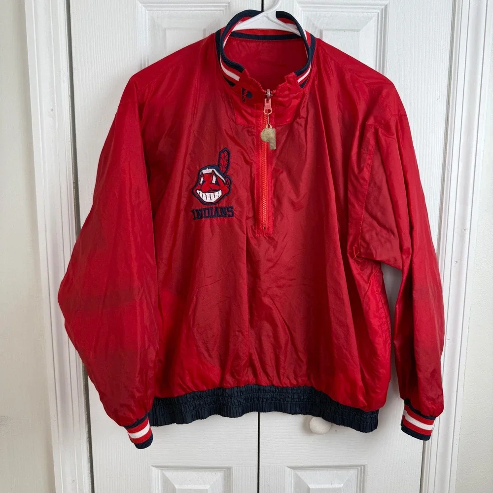 Vintage Pro‎ Player Cleveland Indians Reversible Pullover Jacket L 90s MLB Youth